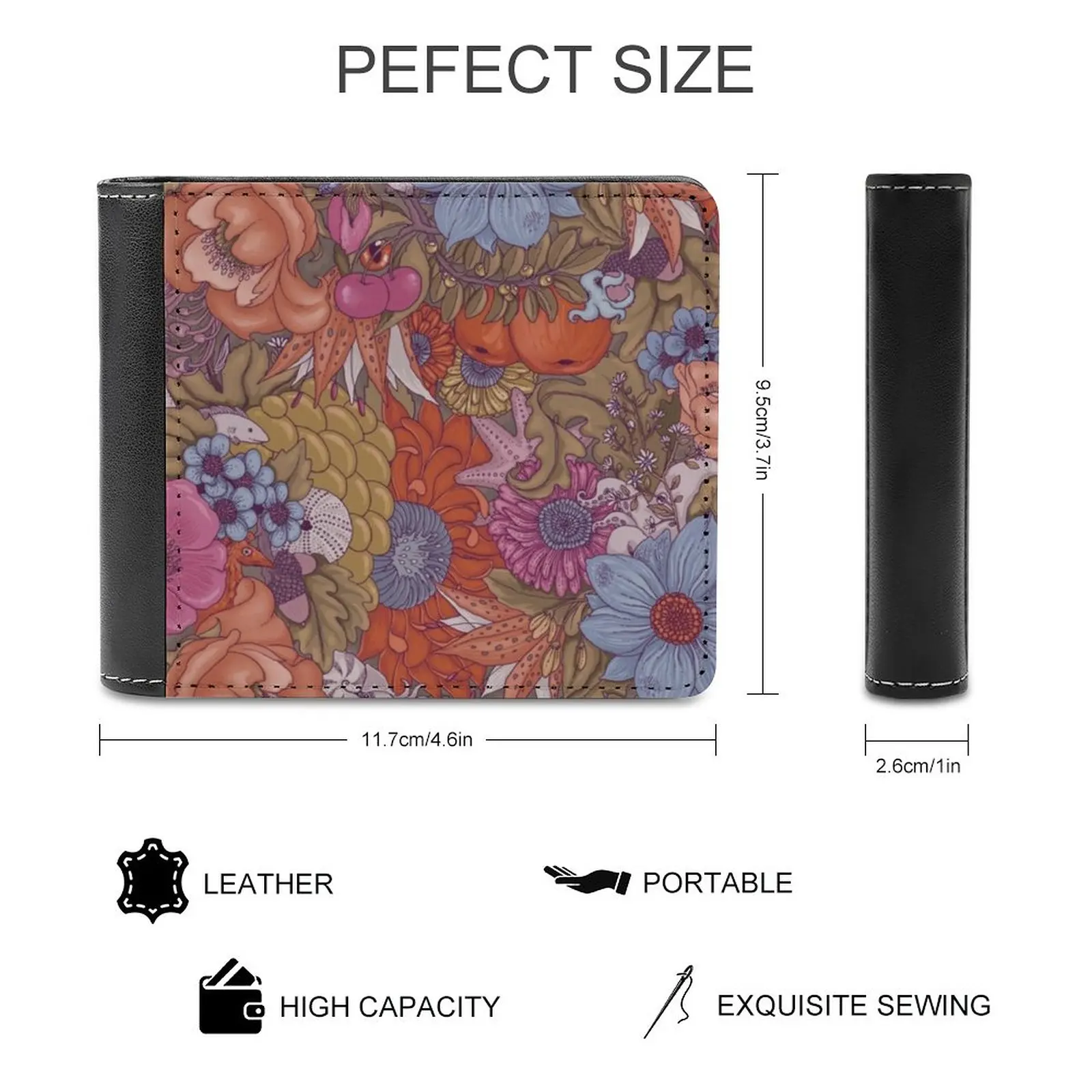 The Wild Side Autumn Fashion Credit Card Wallet Leather Wallets Personalized Wallets For Men And Women Floral Flower Sea Fish