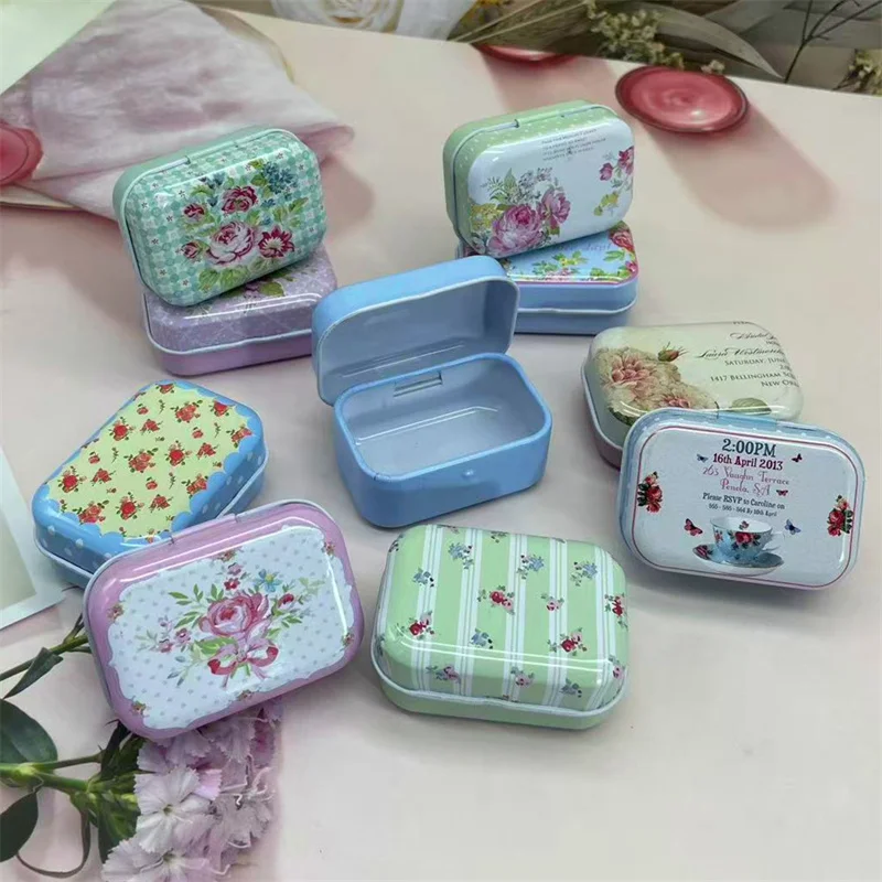 10Pcs Mini Flower Tins Metal Storage Box for Jewelry,Coin,Small Items Protable Storage Case