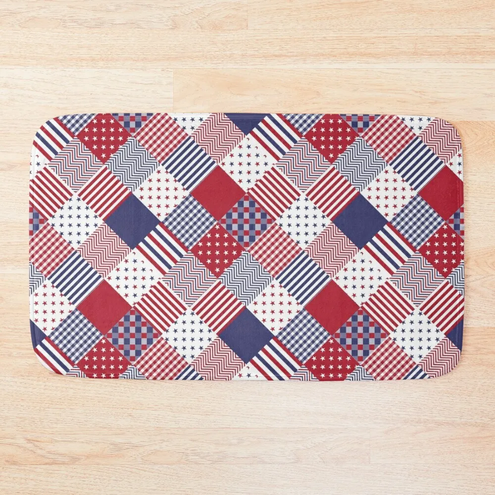 

USA Americana Diagonal Red White & Blue Quilt Bath Mat Living Room Rugs Bathroom Kit Mat
