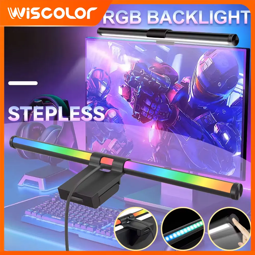 Wiscolor TUYA LED Monitor Light RGB Study Read Gaming Dimming Lighting Office Lights Eye-Care Stepless Atmosphere Light PC Table