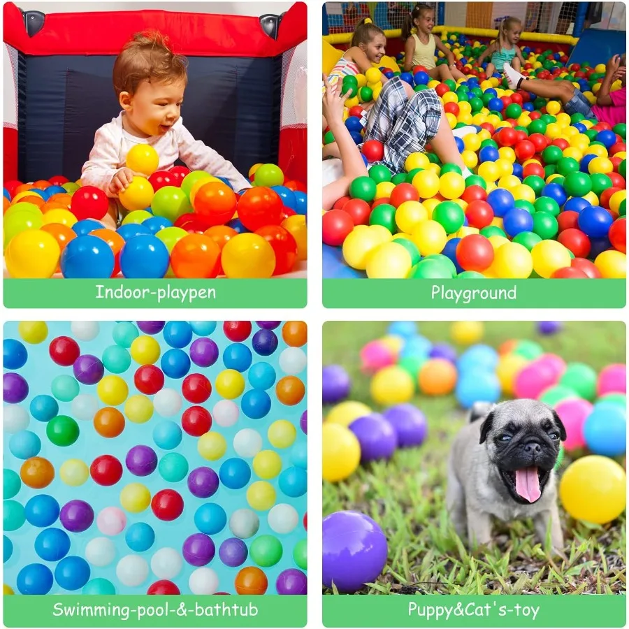 100 قطعة كرات حفرة الكرة Phthalate الحرة سحق برهان البلاستيك 7 ألوان زاهية في ألعاب اللعب القابلة لإعادة الاستخدام مع حقيبة التخزين