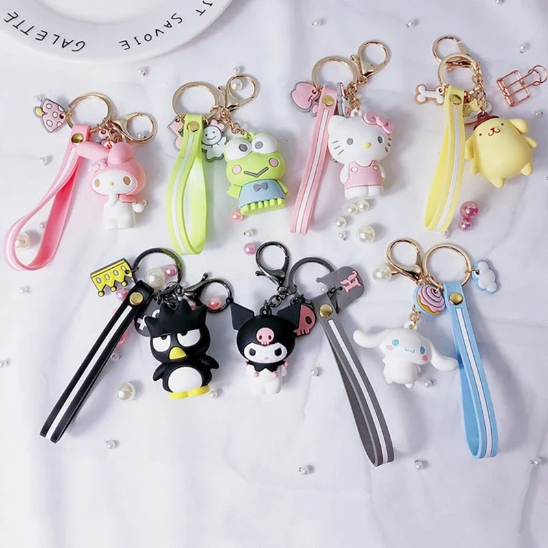 

Sanrio Cute Kurome Doll Student School Bag Keychain Decoration Car Key Ring Pendant Children's Party Surprise Gift