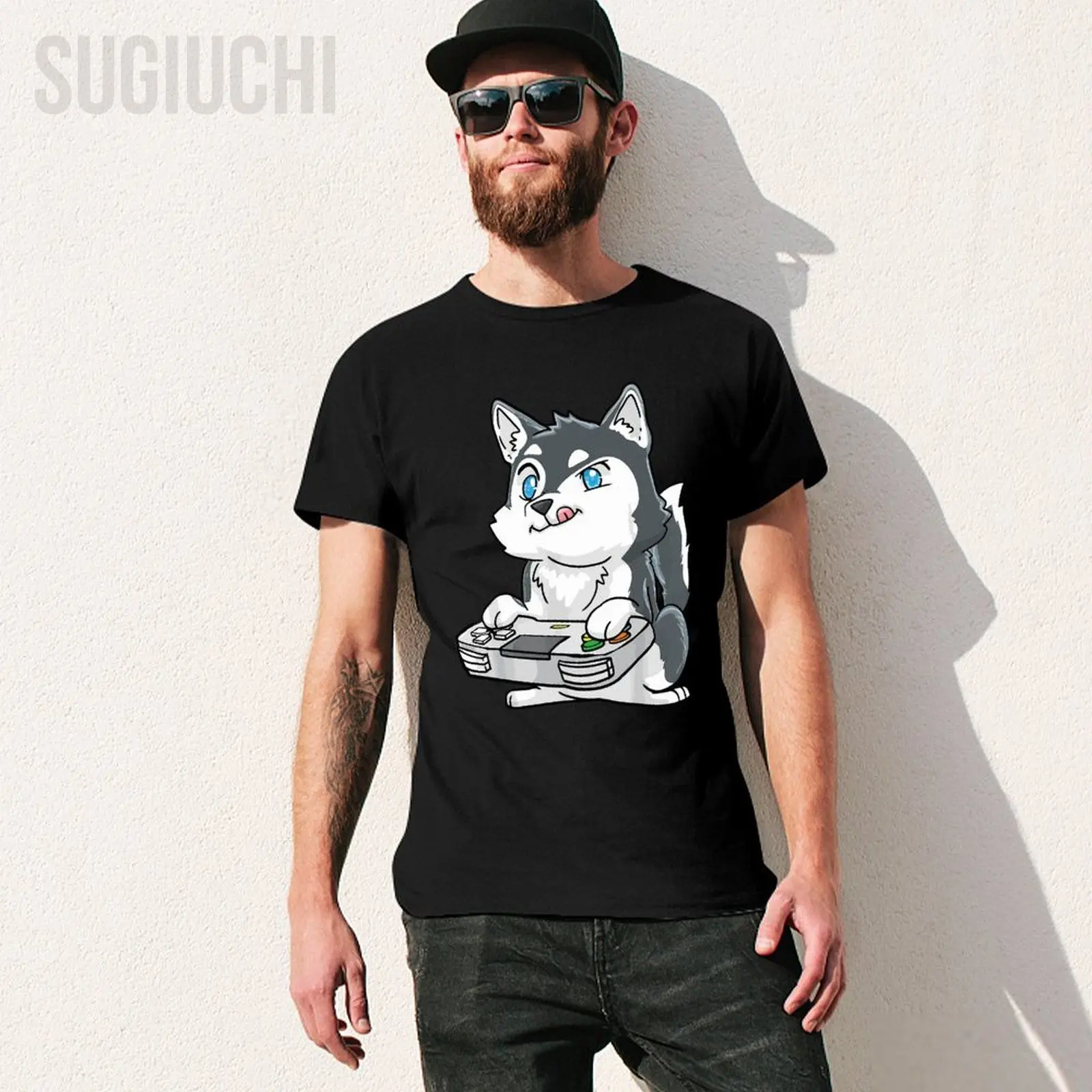 Unisex Men Siberian Husky Gaming Kawaii Gift for Gamers And Dog Lovers Tshirt Tees T Shirts Women Boys 100% Cotton T-Shirt