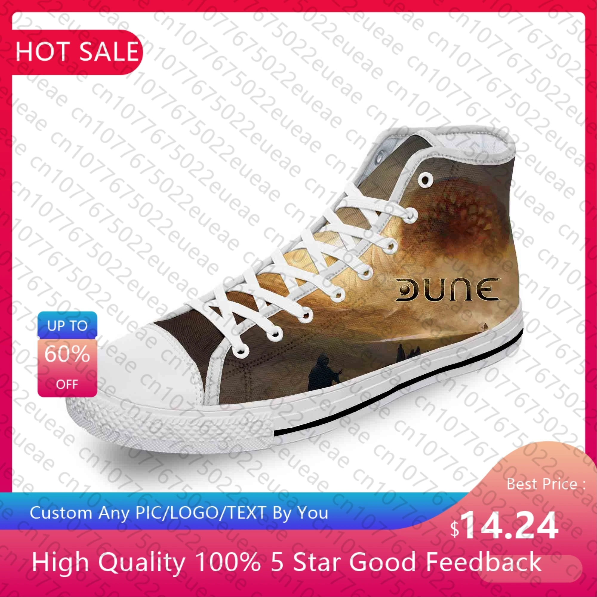 Dune Frank Herbert Science Fiction White Cloth Fashion 3D Print High Top Canvas Shoes Men Women Lightweight Breathable Sneakers