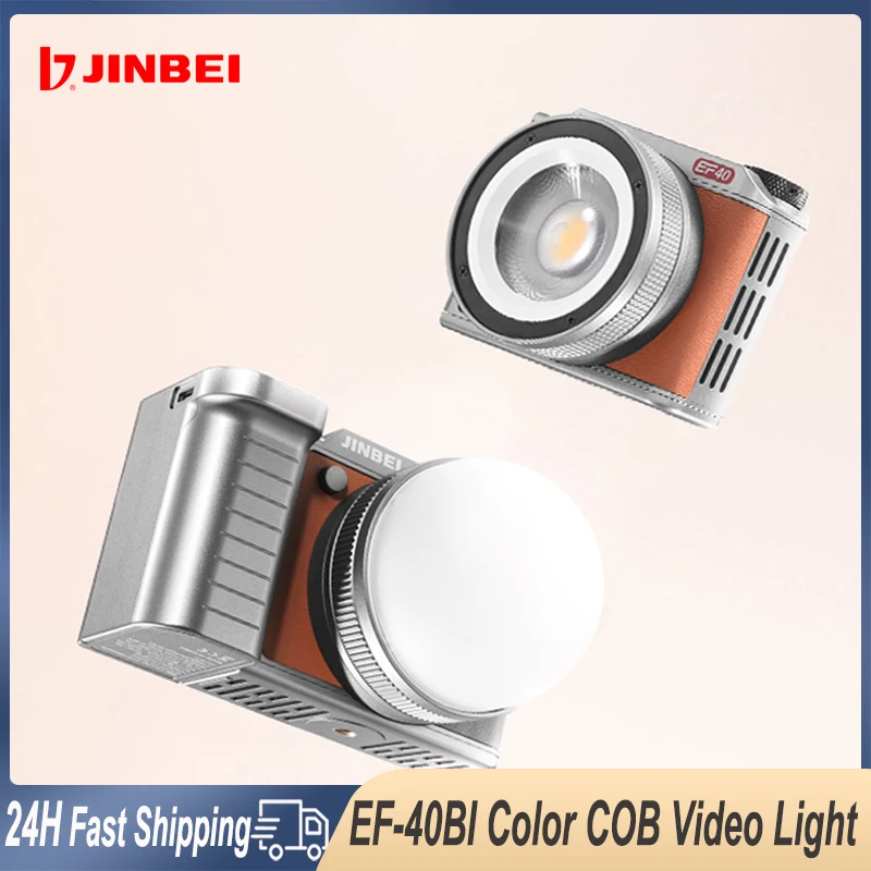 JINBEI EF-40BI Bi Color 40W Led Video light 2700K-6500K Pocket COB LED Photography Light for Camera Vlog Youtube Live Streaming