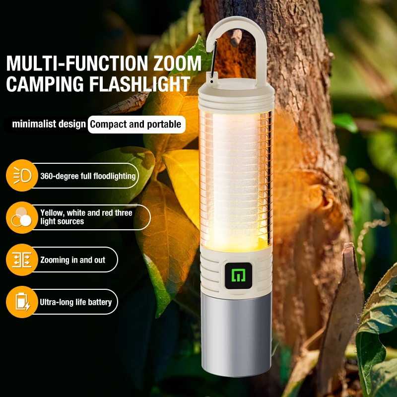 

Outdoor Zoom Strong Light Camping Patrol Mountain Climbing Multi functional Atmosphere Flash Warning Flashlight Convenient Tail