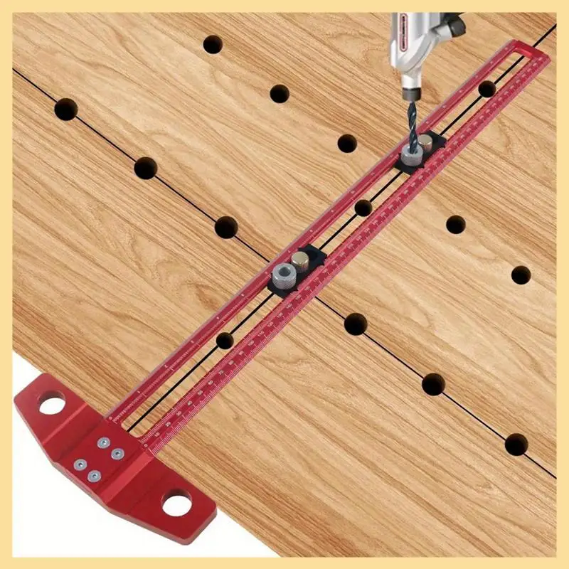 

GOOD-Woodworking 2-In-1 Drilling Positioning Scoring Ruler Scriber Marking T Square Dowelling Jig With 6/8/10Mm Drill Sleeve
