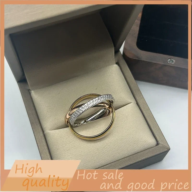 خاتم ترينيتي كلاسيكي من الفضة S925 - بساطة فاخرة للأزواج، مثالي للولائم والمناسبات العصرية