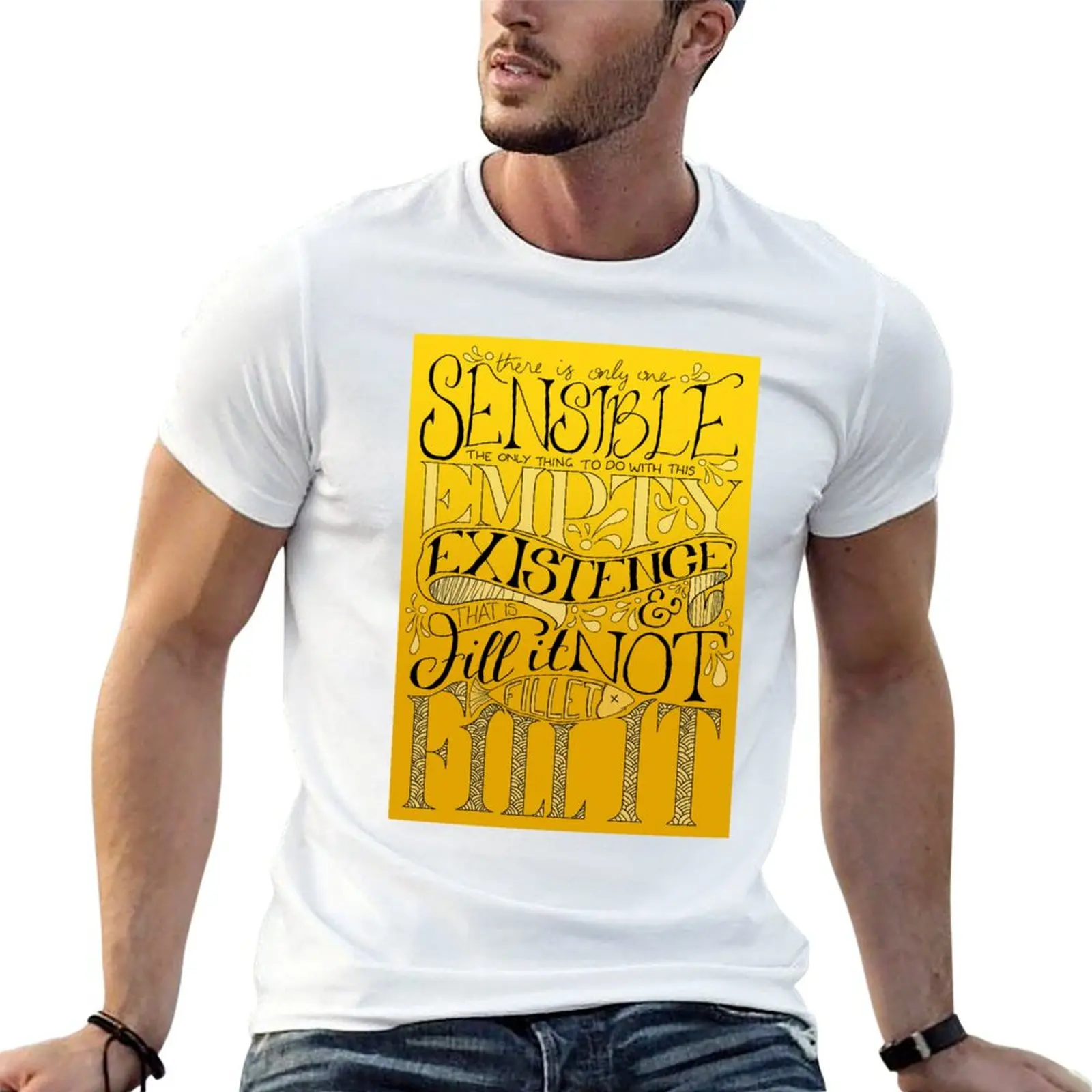 Fill It' Typography T-Shirt printed t shirts for man t shirt custom print man t shirts cotton T-shirt