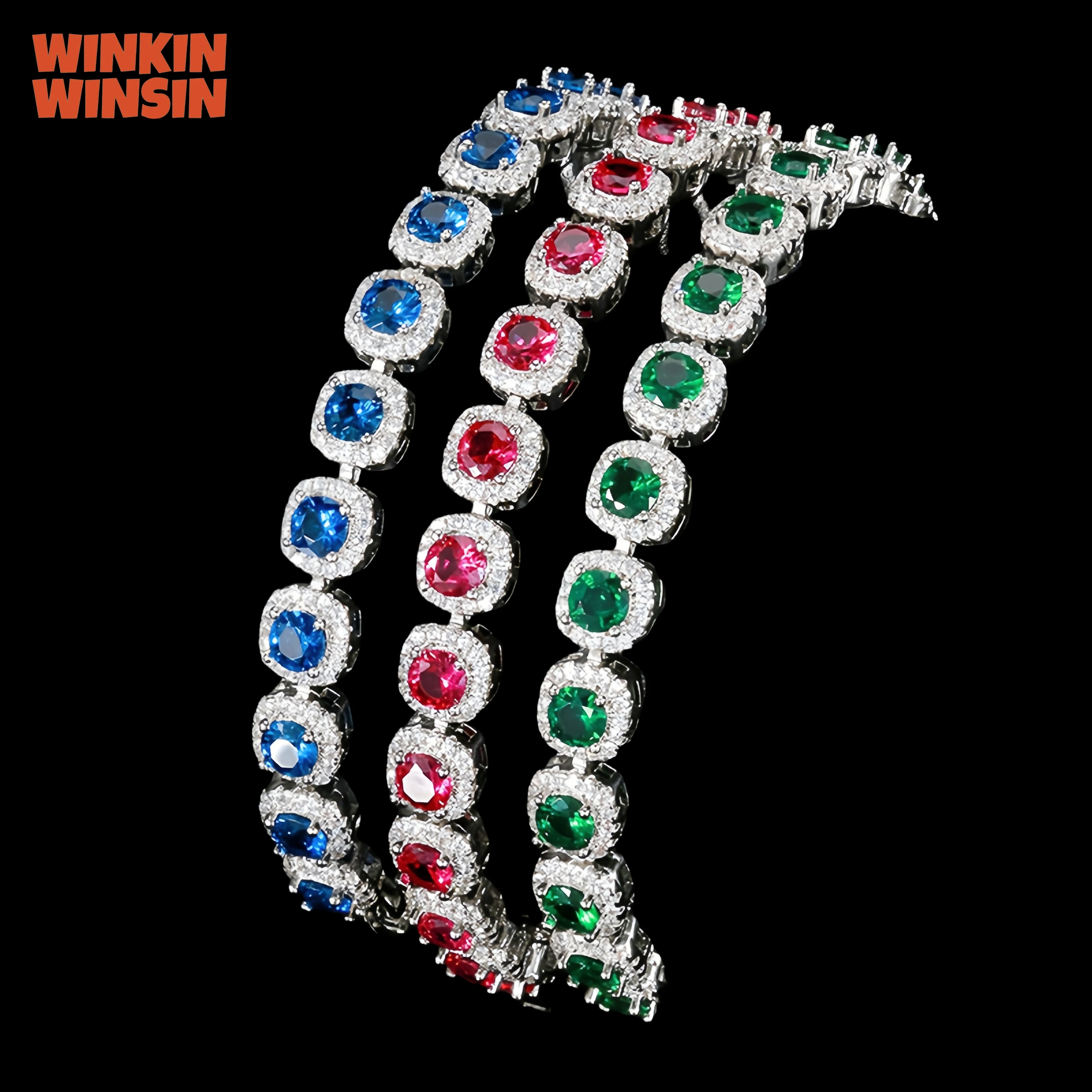 

WINKIN WINSIN Brand MCT Healthy Copper Bracelet For Women Full 5A Grade Colorful Zircon Gemstones Chain Bracelet Fashion Jewelry