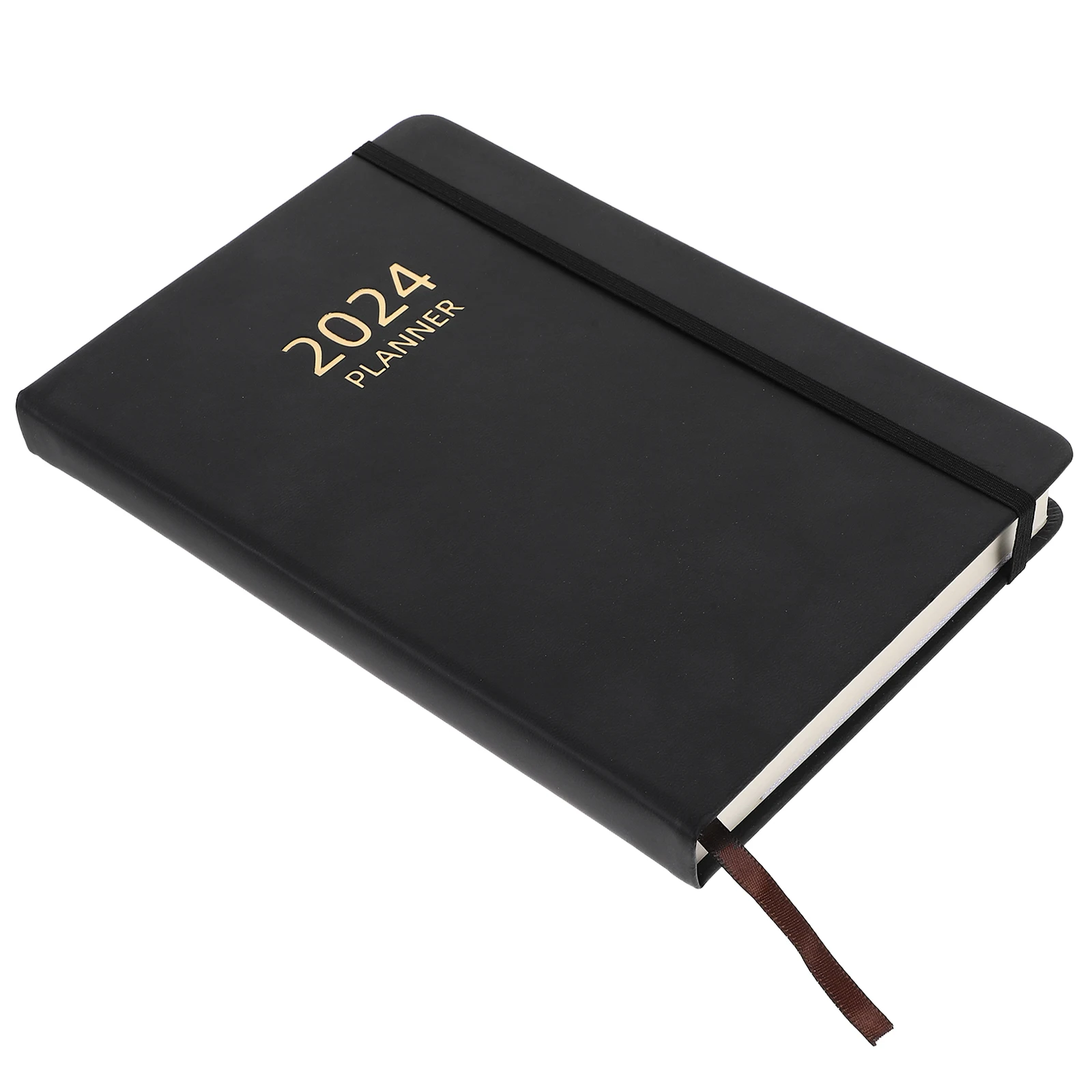

2024 English Agenda Book A5 Black Monthly Planner Notepad Portable Notebook for Travel Office Teachers Vacations Daily Writing