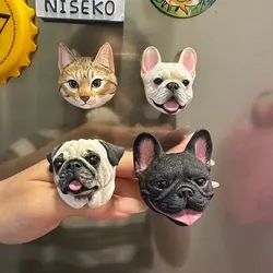 MYDIY Custom Hand-drawn Magnetic Pet Head Figurine Custom Head Ornament Personalized 3D Pet Portrait Pet Plaster Pet Loves Gifts