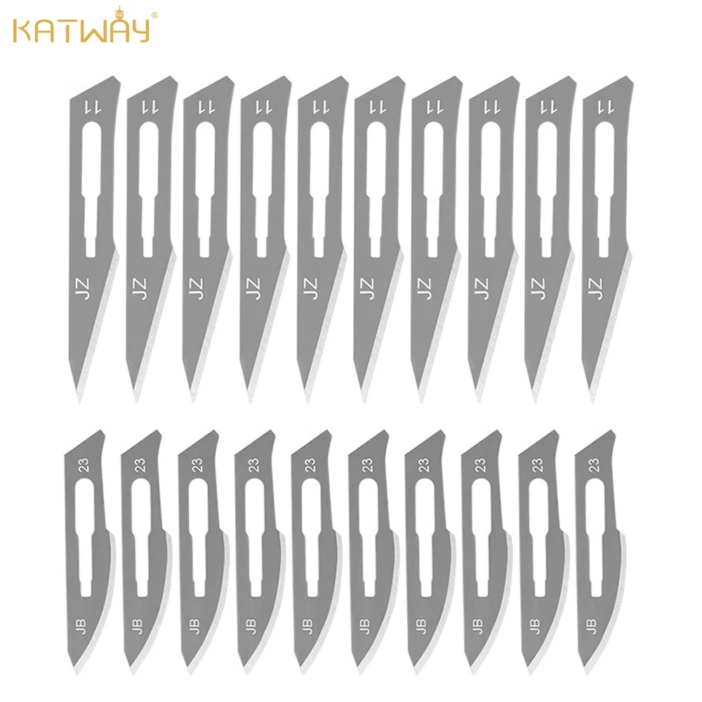 

KATWAY Stationery Knife Professional Cutter Scalpel Blade 11/23 Surgical Handle Craft Carbon Steel Metal Box DIY Tool HH-AA145