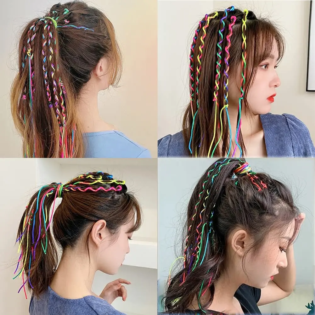 20Pcs Colorful Hair braids Ropes strands for african braid Dreadlocks Girls DIY Ponytail braiding Women Styling Hair Accessories