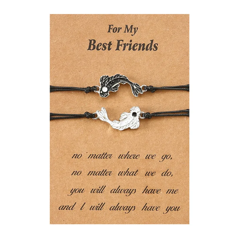 Yin Yang Tai Chi Fish Bracelet For Women Men Fashion National Dripping Oil Friendship Couple Bracelets Jewelry Gift Wholesale