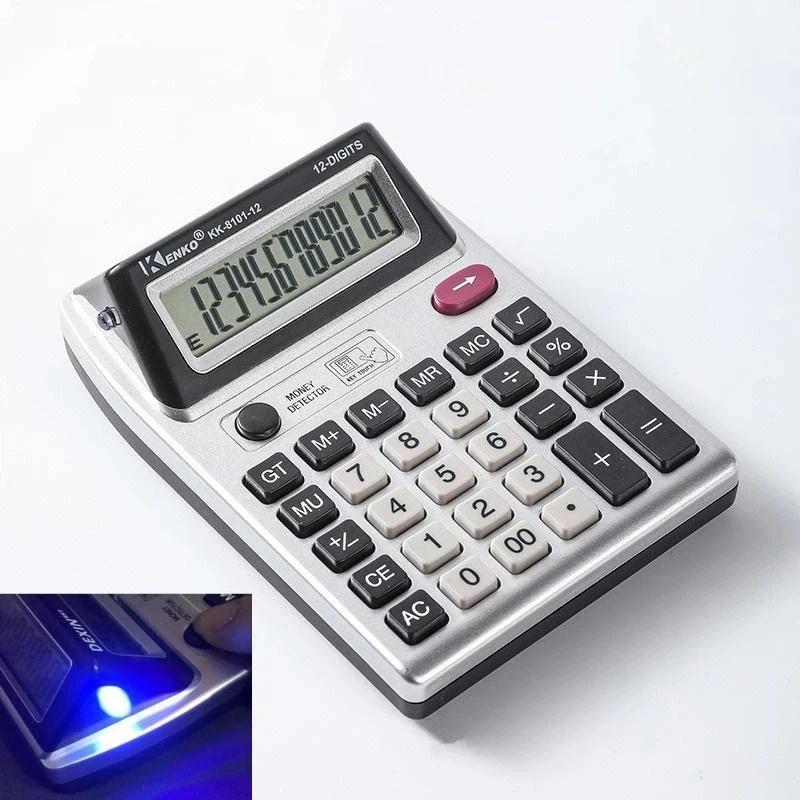 Dual Display Calculator With Money Detector 12 Digits Electronic Calculator Free Gift Battery
