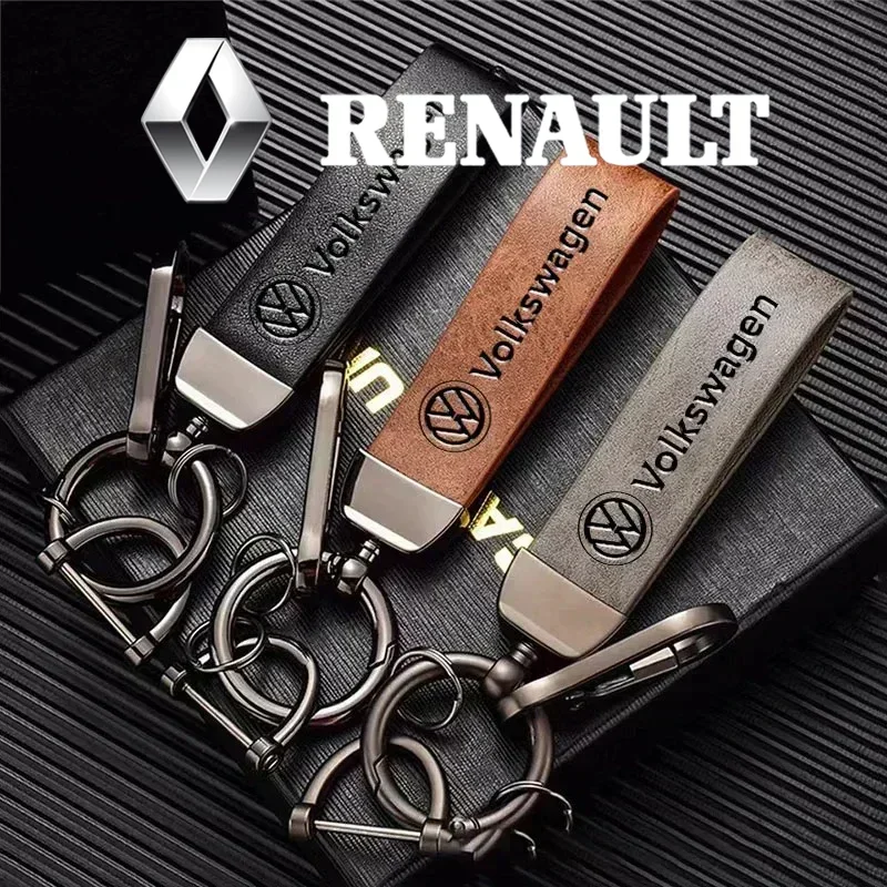 

High-Quality Leather Keychain Car Logo Key Holder Accessories For VW Scirocco Polo T5 Passat b6 Golf mk5 Tiguan Jetta CC Beetle
