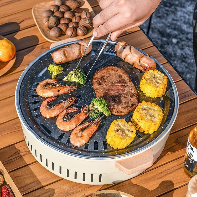1pc Barbecue Grill Home Barbecue Outdoor Camping Charcoal BBQ Stove Grills Mesh Portable Smokeless Barbecue Grill Pan