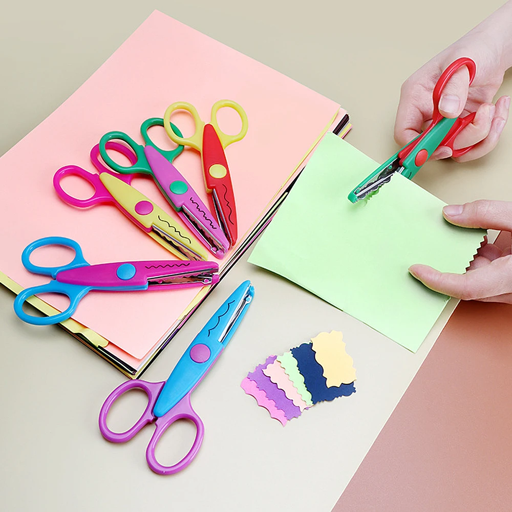 6 قطعة/المجموعة الأطفال الاطفال ورقة مقص للحرف اليدوية 6 قطع أنماط حواف منحنية DIY مقص الزخرفية لصور ألبوم القصاصات