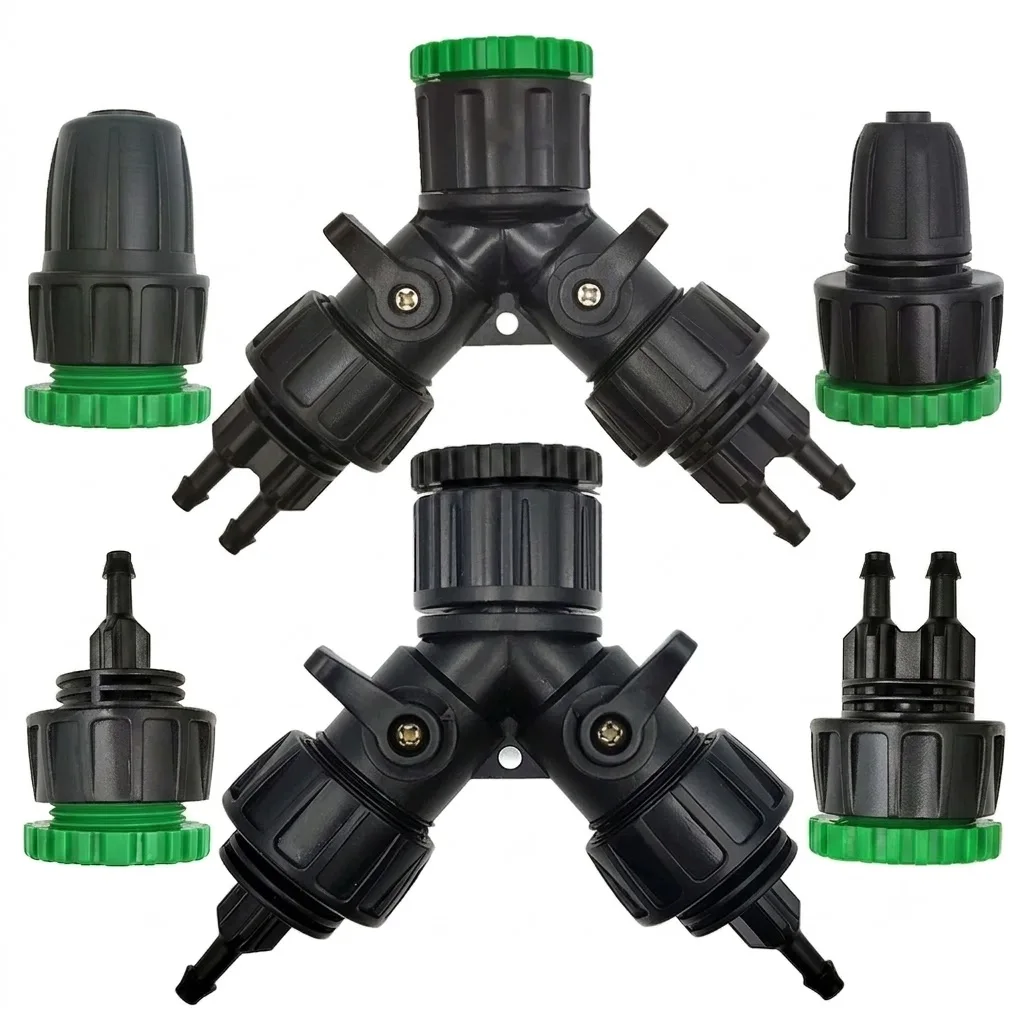 Gardens Tap Hose Splitter Adapter Connector 1/2 3/4 to 1/4 3/8 1/2 16mm 8/11mm Pipe Barb 2-Way 4-Way Tubing Tool for Irrigation