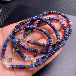 Natural Black Opal Round Beads Flash Green Opal Bracelet 4.5-5mm Light Gemstone Stretch Women Men Jewelry AAAAA