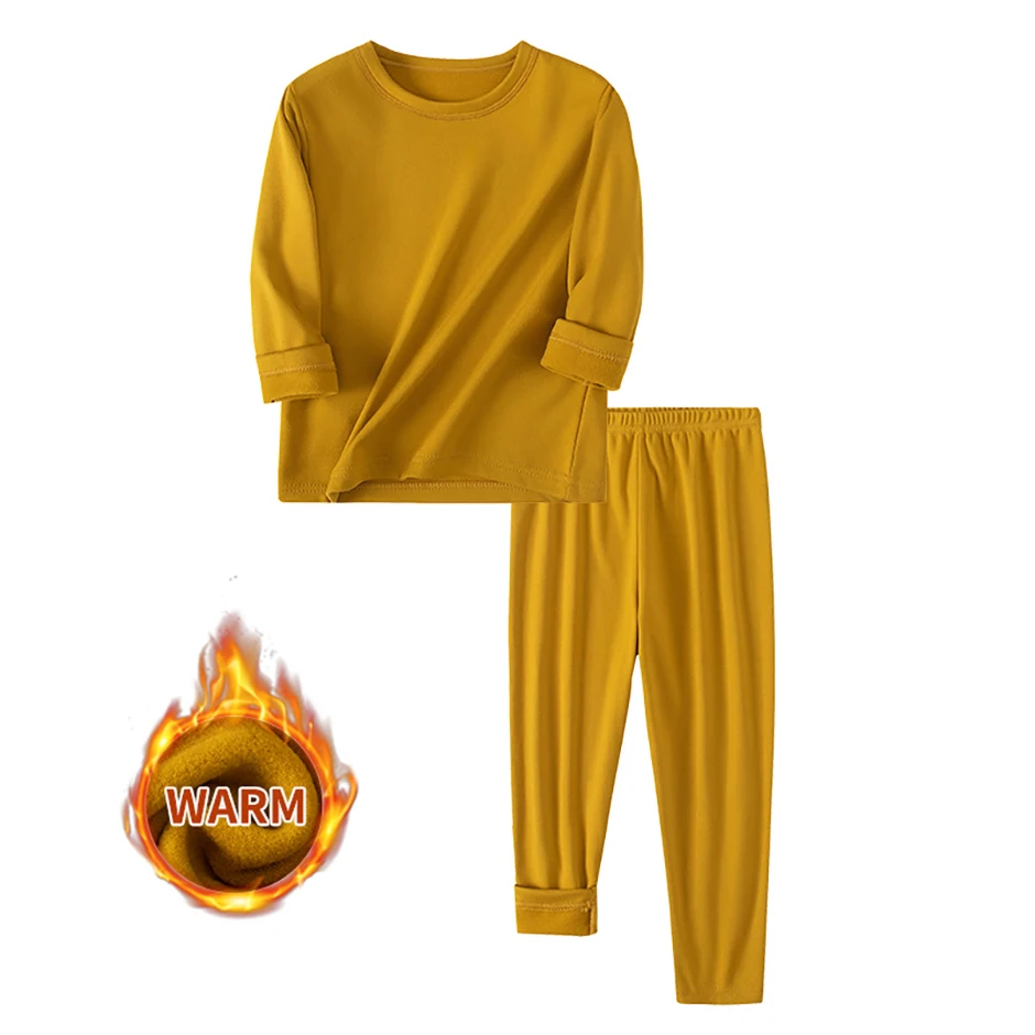 2-teiliges Herbst- und Winter-Set für Kinder, einfarbig, einfach, mehrfarbig, warme Unterwäsche für Jungen und Mädchen, modisches Home-Base-Shirt – Detail 8