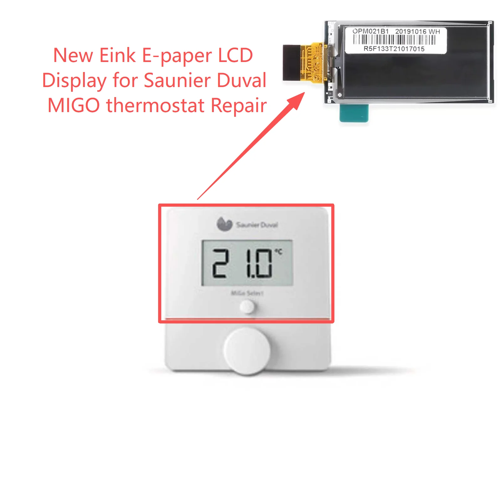 New Eink E-paper LCD Display for Saunier Duval MIGO Thermostat Replacement