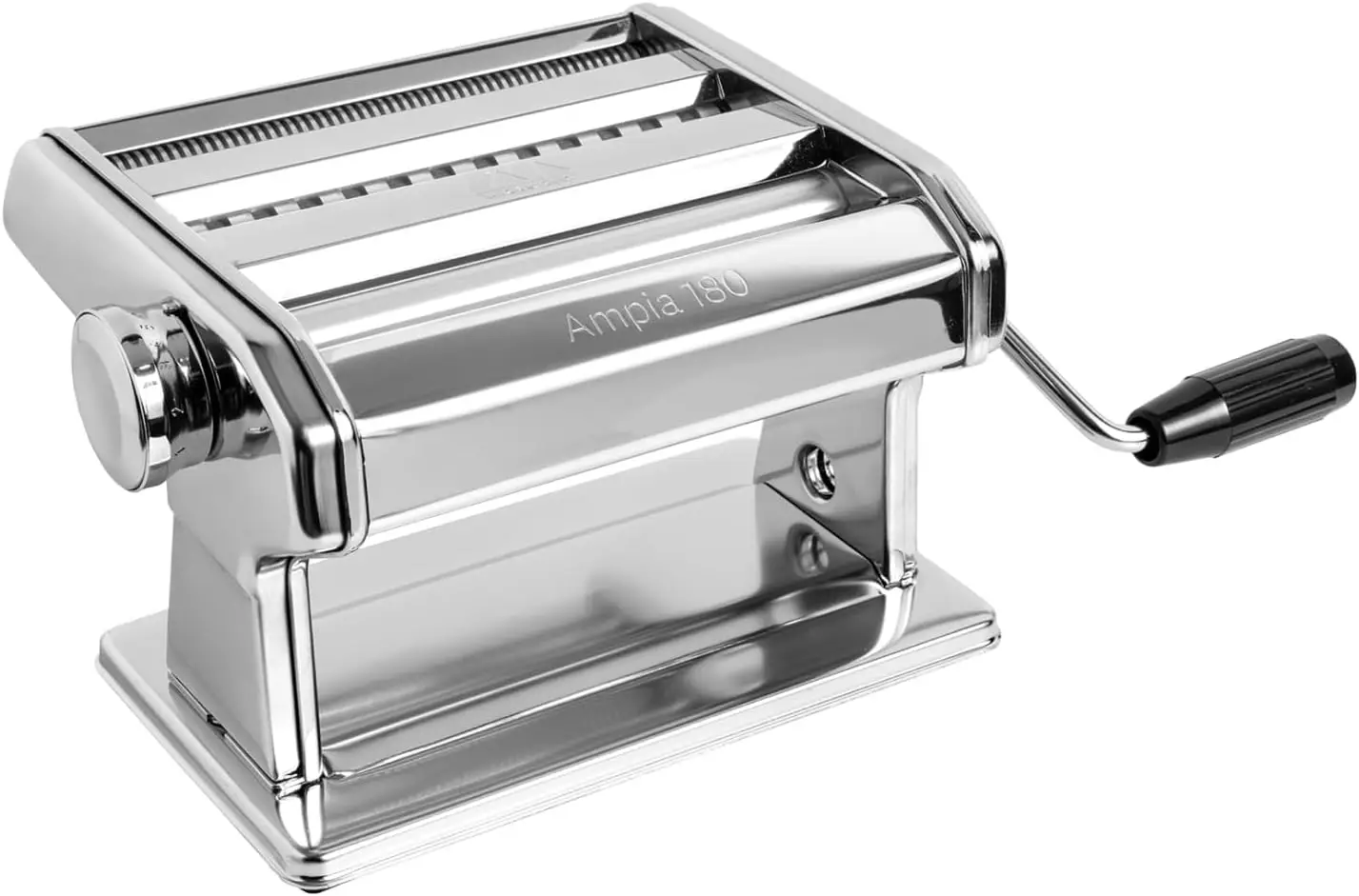 

Classic Manual Pasta Machine, Chrome Steel. Makes Lasagne, Fettuccine & Tagliolini. Italian Craftsmanship.