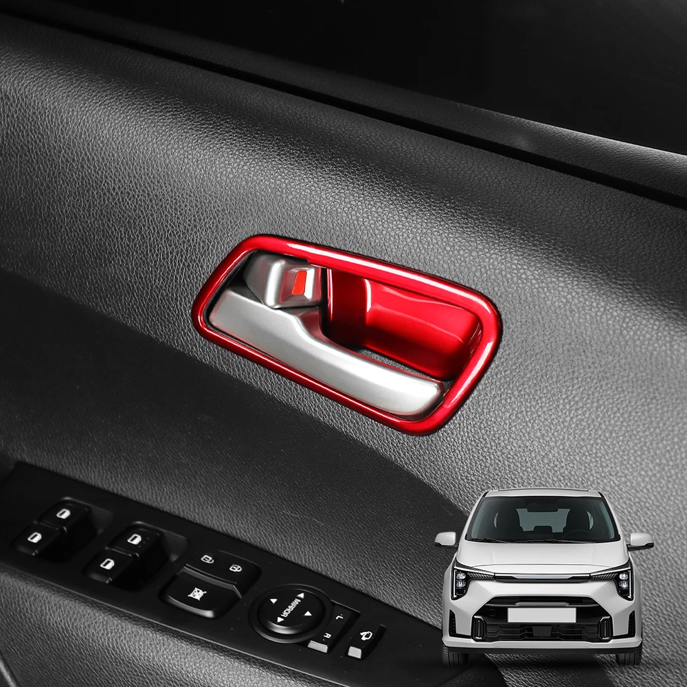 

For Kia Morning 2021 2022 2023 Interior Accessories Red Car Inner Door Bowl Handle Frame Cover LHD/RHD