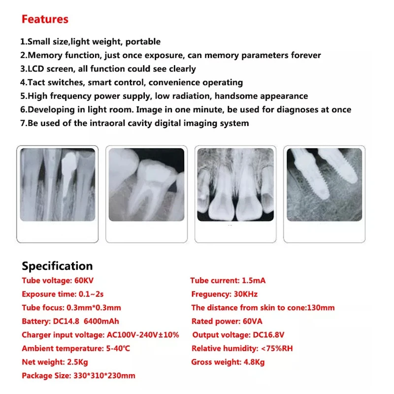 Greatlife Oryginalna dentystyczna maszyna rentgenowska Odległość 130 mm Przenośna kamera rentgenowska System czujnika obrazu RVG