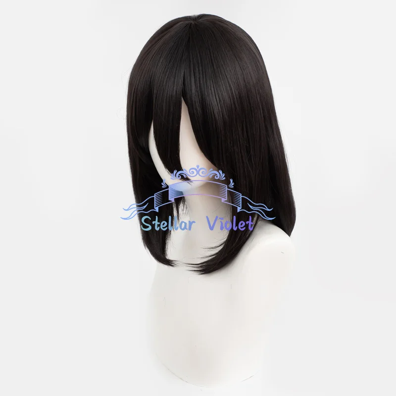 أنيمي هجوم على تيتان ميكاسا أكرمان شعر مستعار تأثيري أسود 40 سنتيمتر الشعر القصير مقاومة للحرارة الاصطناعية الشعر أنيمي شعر مستعار للحفلات + غطاء شعر مستعار #2