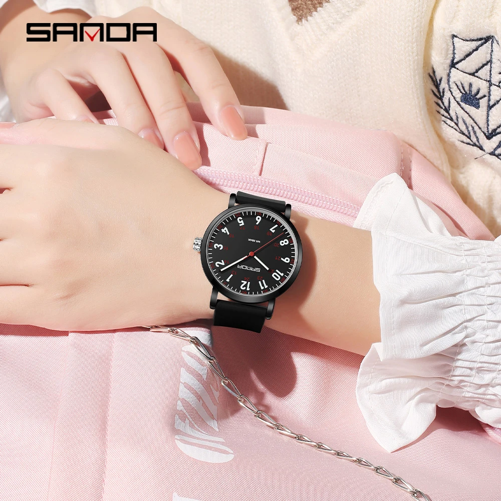 SANDA Brand 3267 ساعة كوارتز نسائية فاخرة على الموضة ساعات بسيطة وغير رسمية
