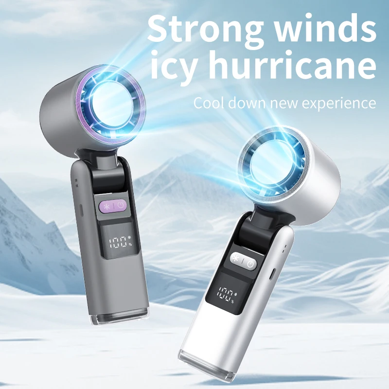 

Новый стильный ручной вентилятор Ice Compress, светодиодный дисплей, настольный вентилятор с охлаждением аккумулятора 400 мАч, портативный вентилятор Summer Essential