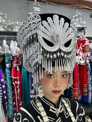 Chinese Yi Nationality Sliver Hat Women Festival Headwear Hmongb