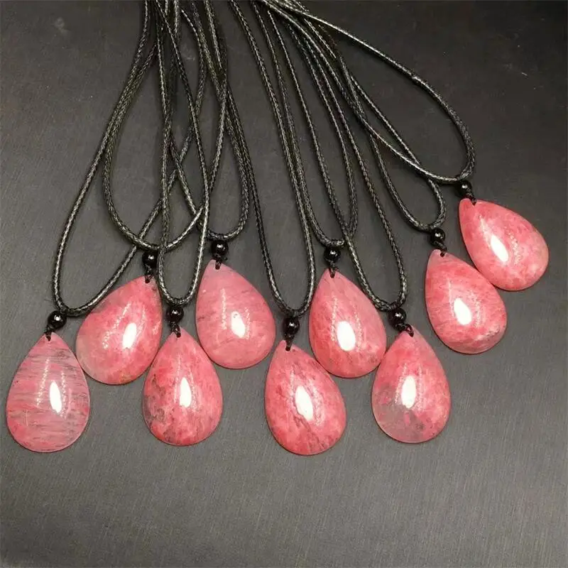 Natural Rhodonite Teardrop Pendant Jewelry For Pendant Earring Bracelet Reiki Healing Stone DIY Accessories 1PCS