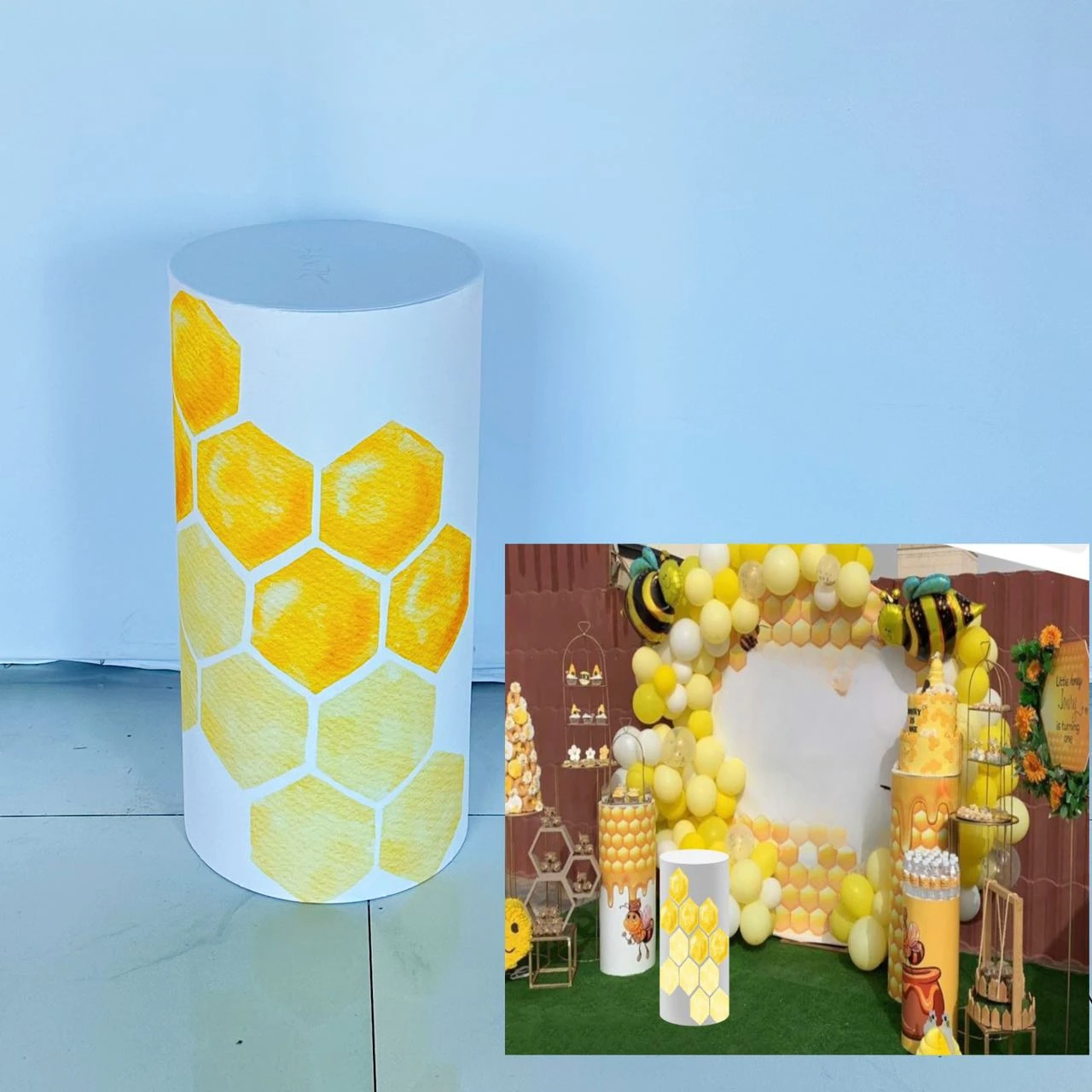 

Honey Theme Cylinder Cover for Birthday Parties, Wedding and Baby Shower Decoration Props