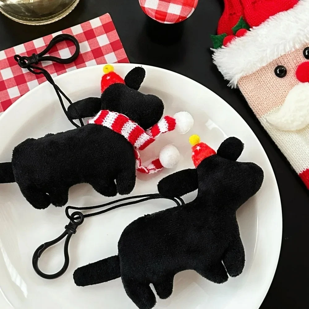 Pluche sleutelhangers kleine zwarte hond hanger, schattig, creatief, lelijk-schattige pluche sleutelhanger pop, studentenpaar rugzakornament