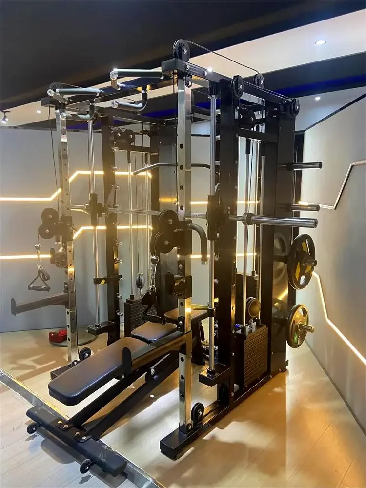 All-In-One Home Gym Fitness Station Multi-Function Power Squat Rack Smith Machine Shoulder Chest Leg Press Equipment Training