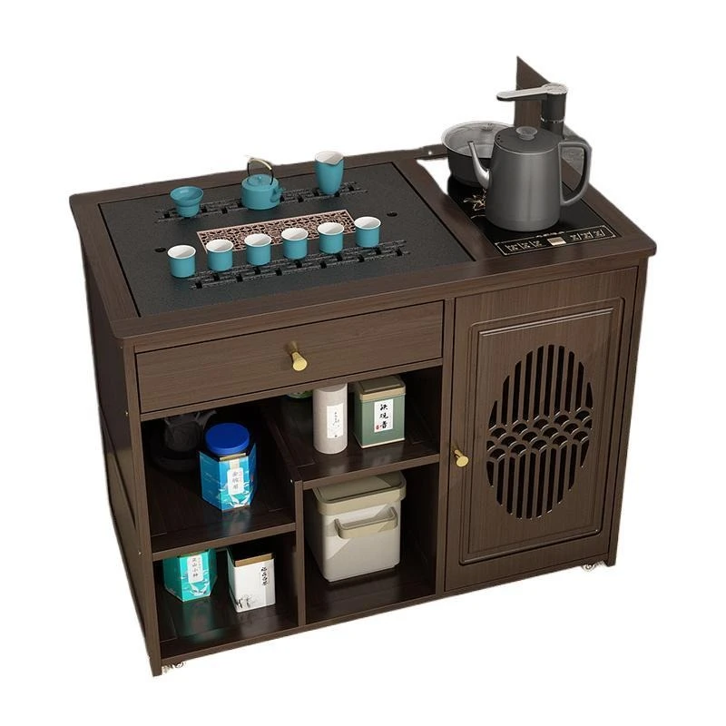 

table balcony household living room with wheel tea cart Kung Fu cabinet tea set boiling water integrated