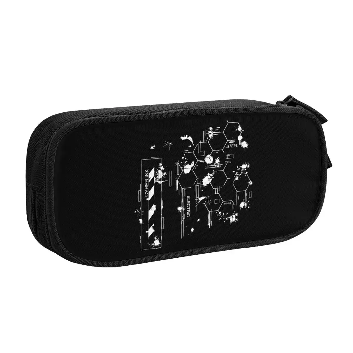 Custom Japanese Tokyo Hexagons Cyber Ink Splash Pencil Case for Future Tech Street  Large Storage Pen Box Bag School Supplies