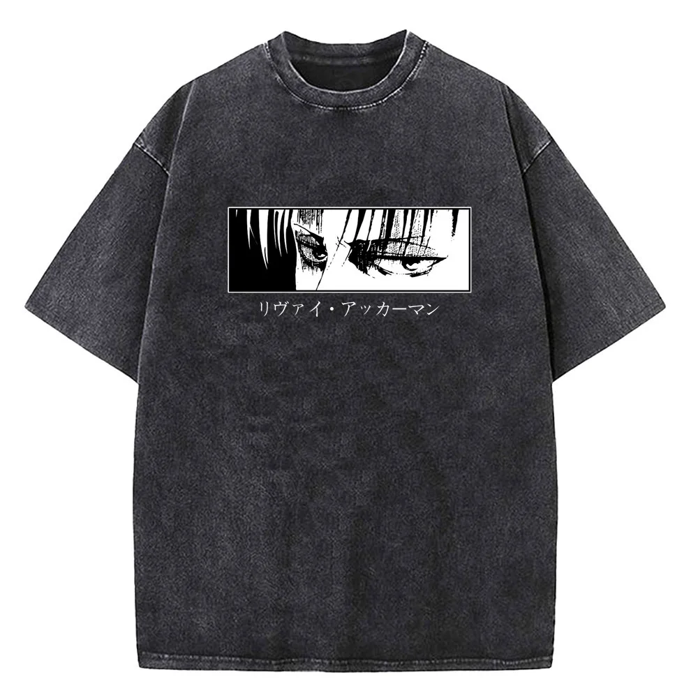 Attack on Titan Washed T-shirt Cotton High Quality men Grunge anime Trendy shirt Vintage Grunge Classic anime korean clothes Y2k