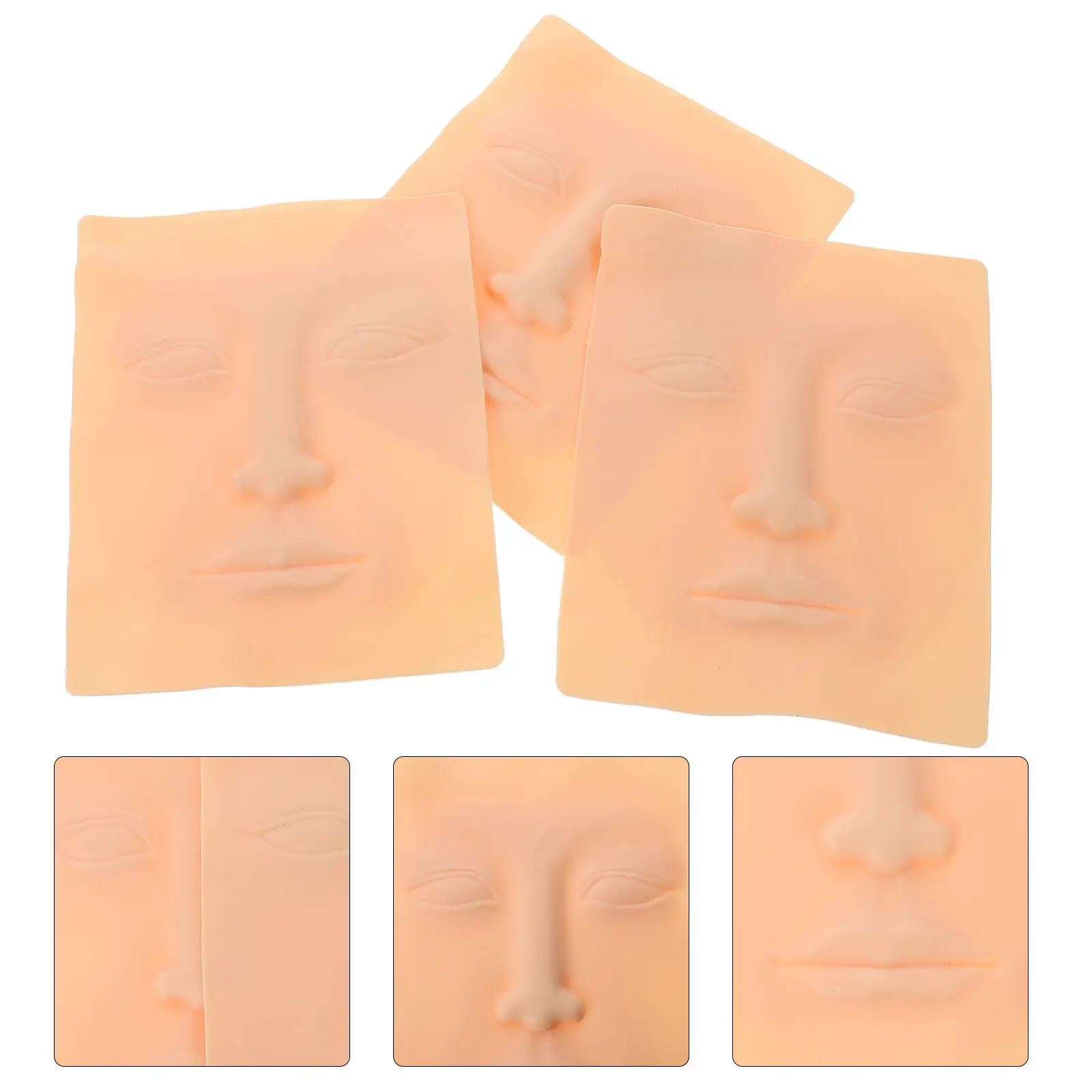 3Pcs Fake Human Face Silicone Skin Tattooing Practice Skin Eyebrow Microblading Artists Practice Tools Soft Material