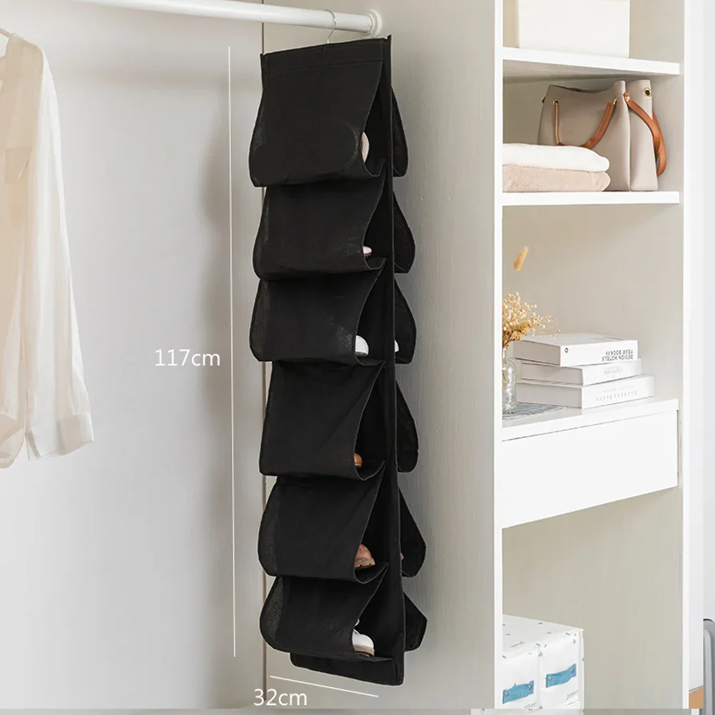 

12 compartment hanging shoe storage bag wall hanging bag inside clothing multi-layer closet shoe rack three-dimensional hanging