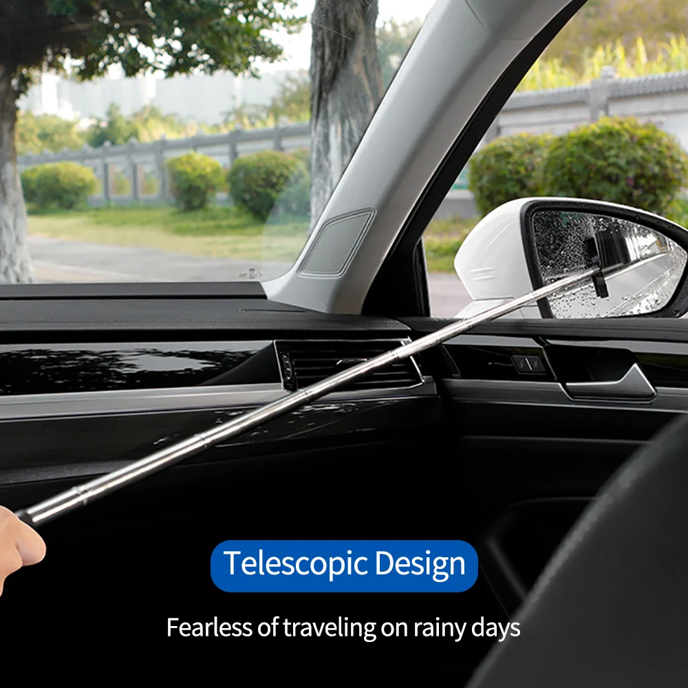 Car Rearview Mirror Wiper Telescopic Auto Mirror Squeegee Cleaner Car Cleaning Tool Mirror Glass Mist Cleaner