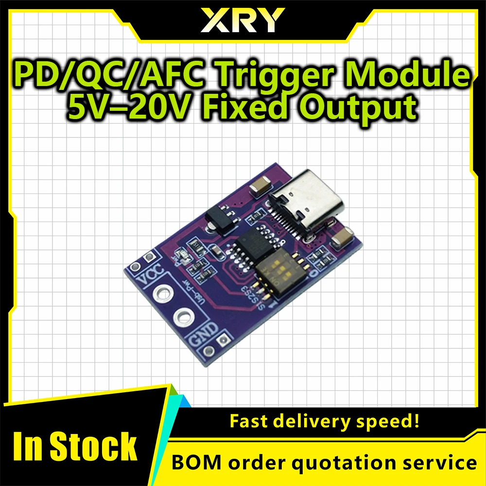 XRY PD/QC/AFC Fast Charge Decoy Trigger Support 5V 9V 12V 15V 20V Fixed Voltage Output Type-C USB For Phone Fast Quick Charger