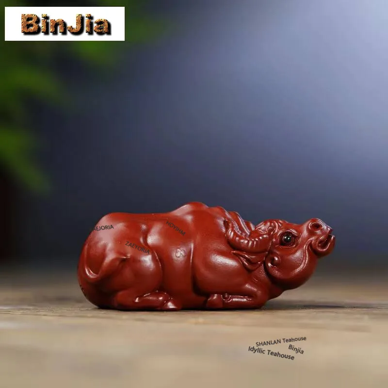 Yixing Purple Clay Zodiac Ox Tea Pet Elegant Tea Spirit Tea Figurine Play Toys Tea Statue Ornaments Cha Supplies Craftsmanship