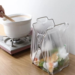 Sac à ordures pliant en acier inoxydable, nouveau sac en plastique, support T1, chiffon de cuisine créatif, stockage des ordures, sacs propres