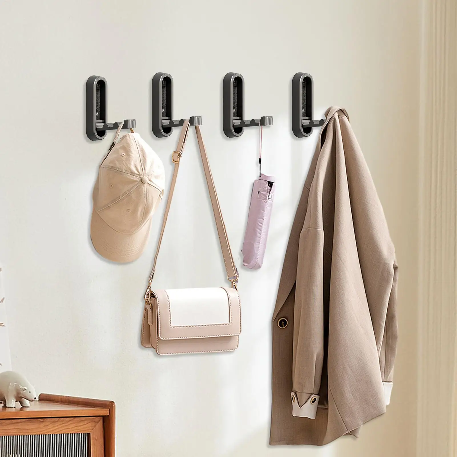 

Складные крючки Настенное крепление Настенное крепление Крючки для одежды Вешалка для полотенец 4 шт. Прочная вешалка Держатель для полотенец Органайзер для хранения Декоративный