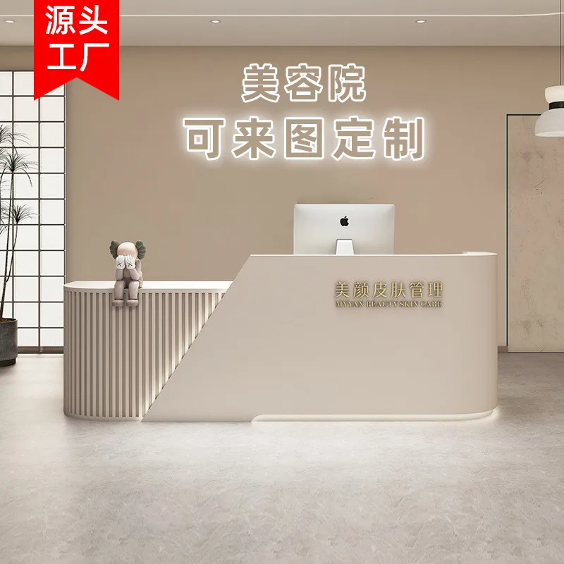 Beauty salon cashier, clothing store, modern bar counter, painted front desk, Arc hotel company reception desk, consultation ser