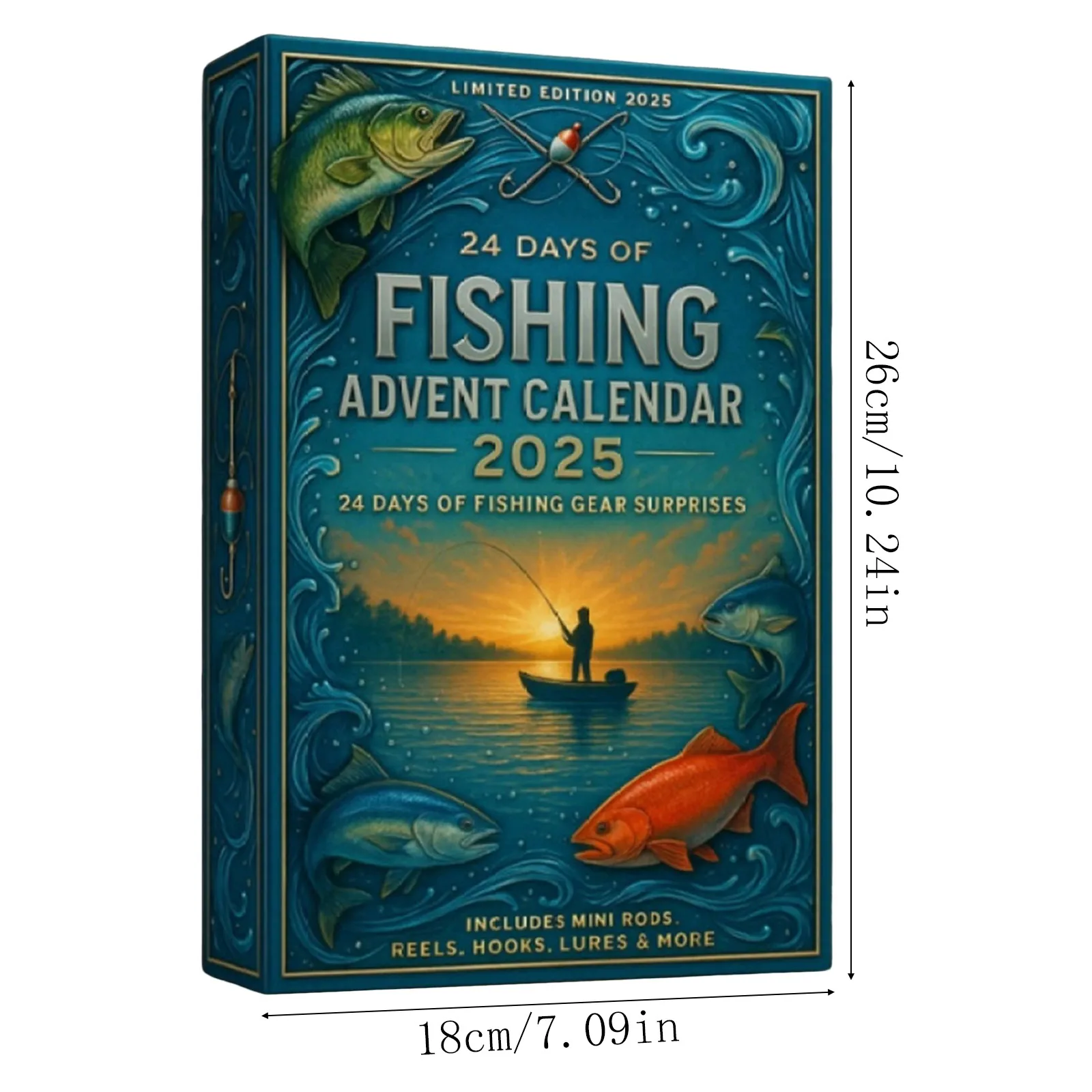 Minuterie de minutes sable 2020, calendrier de l'avent pour la pêche, pour hommes, adultes, pêcheurs, adolescents et 25 jours de compte à rebours de noël, chocolat